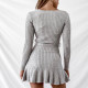 New Ribbed striped knitted wrap dress sweater short dresses fashion sexy dress