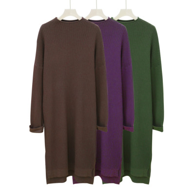 round neck mid-length knitted dress