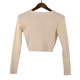 New Designer Long Sleeve Women Knitted Short Sweater Lady Clothing Top