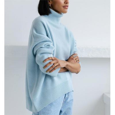 Custom 100% Pure Cashmere Women's Turtleneck Sweater Pullover Winter Knit Custom V Neck Polyester Cotton Wool Cashmere Sweater