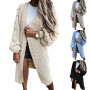 New Style Twisted Flower Maxi Long Women Cardigan Sweater Fall Winter Solid Color Lantern Sleeve Women Sweater for Cardigan