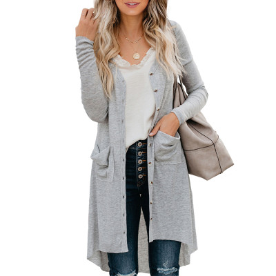 Fashion Chaqueta Large Long Sleeve Pocket Mujer Knit Cardigan Sweater For Woman