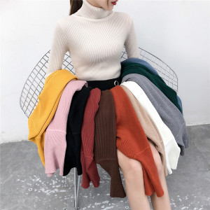 Fashion Female Long Sleeve Skinny Elastic Casual Turtleneck Sweater Women Knitted Shirts Women's Sweaters