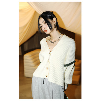 Straddle sleeve lazy style sweater cardigan