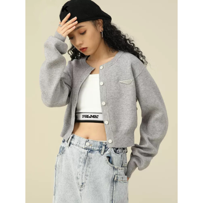 Hip hop couple short woolen loose cardigan coat