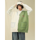 Hip hop couple color block line jacquard loose sweater coat