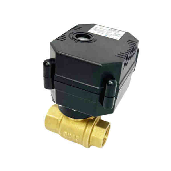 Mini electric brass ball valve with spring return electric actuator