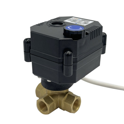 motorized 3 way ball valve with electric actuator for direction control