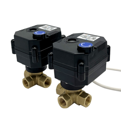 motorized 3 way ball valve with electric actuator for direction control
