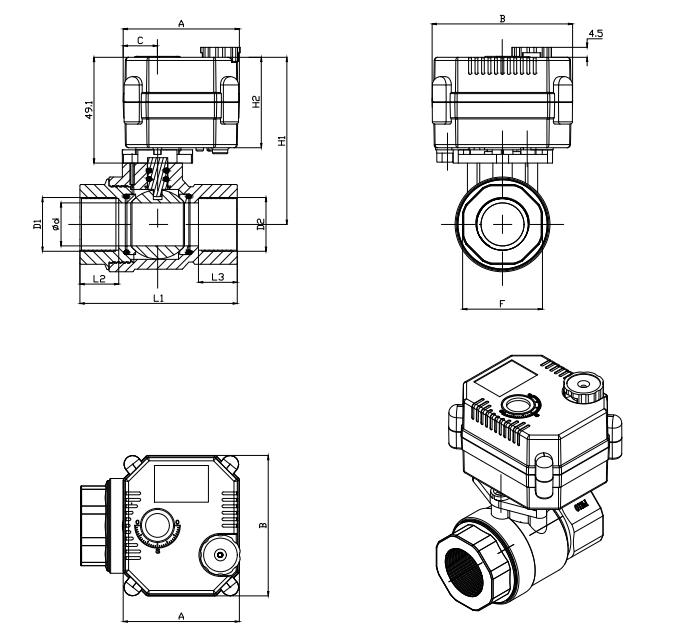 plastic motorized ball valve