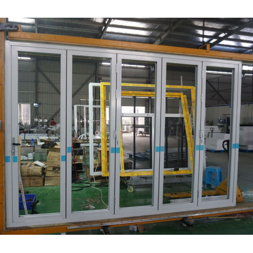 Aluminum Frame Bi-Fold Patio Sliding Folding Door, Double Glazed, Soundproof, For Store, Garden, Villa