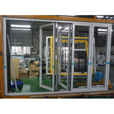 Aluminum Frame Bi-Fold Patio Sliding Folding Door, Double Glazed, Soundproof, For Store, Garden, Villa