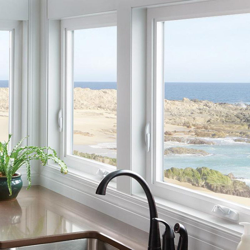 UPVC Hand Crank Push Out Windows, Wind Out Awning Window For Kitchen, Bedroom