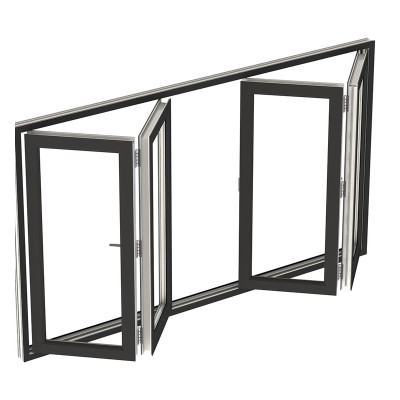 Aluminium Windows Factory, Aluminum Bi-fold Patio Sliding Folding Window, Double Glazed, Soundproof, For Store, Garden, Villa