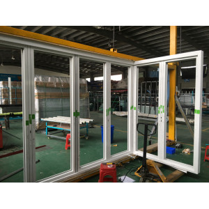 Aluminum Corner Bi-Folding Door, Double Glazed, Soundproof, For Store, Garden, Villa