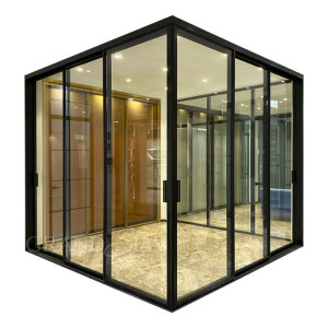 Aluminum Corner Sliding Door, Double Glazed, Soundproof, For Store, Garden, Villa
