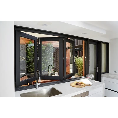 Double Glazed Aluminium Bifold Windows Manufacturer, Custom Folding Windows, For Kitchen, Room