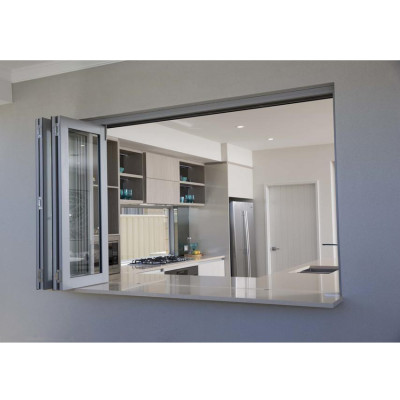 Custom Vinyl UPVC Folding Windows, Hurricane Impact, Double Glass Window, For Kitchen