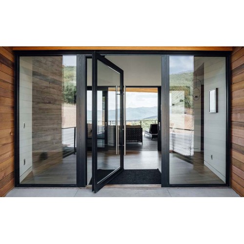 Aluminum Combination Exterior Doors, French Door And Window Combinations Manufacturer, Pivot Door, For Front, Office, Entry