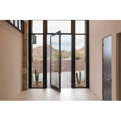 Aluminum Combination Exterior Doors, French Door And Window Combinations Manufacturer, Glass Sliding Doors, Energy Efficient, For Front, Office, Entry