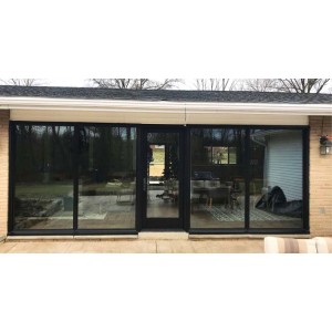 Aluminum Combination Exterior Doors, French Door And Window Combinations Manufacturer, Glass Sliding Doors, Energy Efficient, For Front, Office, Entry