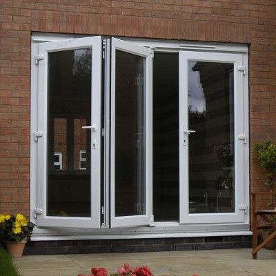 Custom Vinyl UPVC Folding Doors, Hurricane Impact, Double Glass Door, For Kitchen
