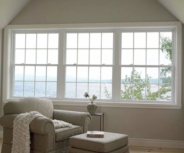 uPVC single hung window showing fixed upper sash and operable lower sash