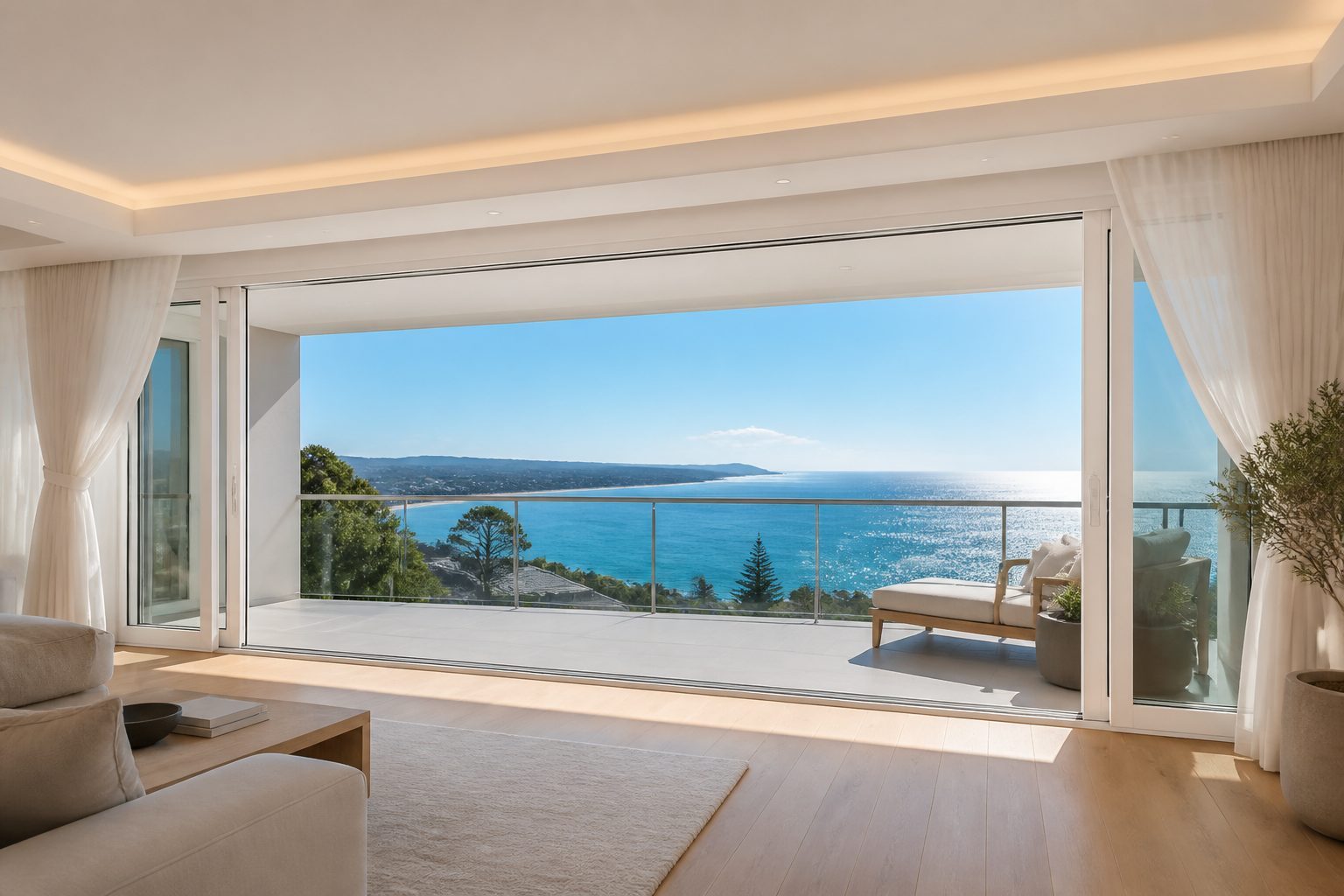 Floor-to-ceiling uPVC lift and slide doors opening to a balcony
