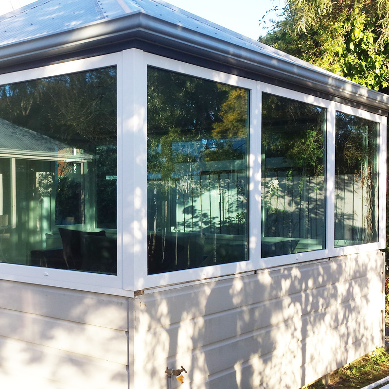 Custom double glazed uPVC fixed windows installed in a building project