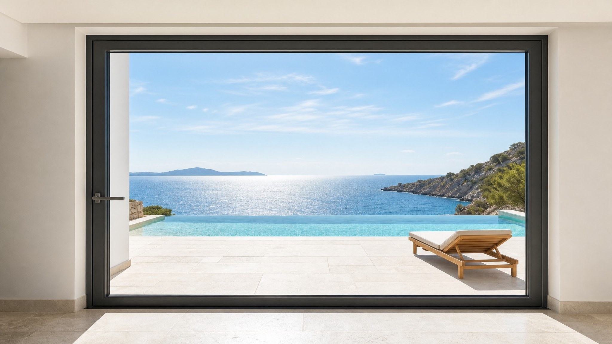 Coastal villa with a single-panel aluminium lift and slide door
