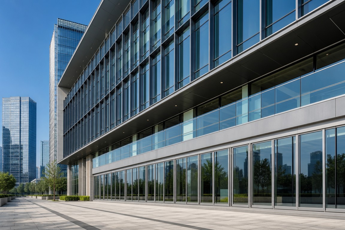Glass office building facade