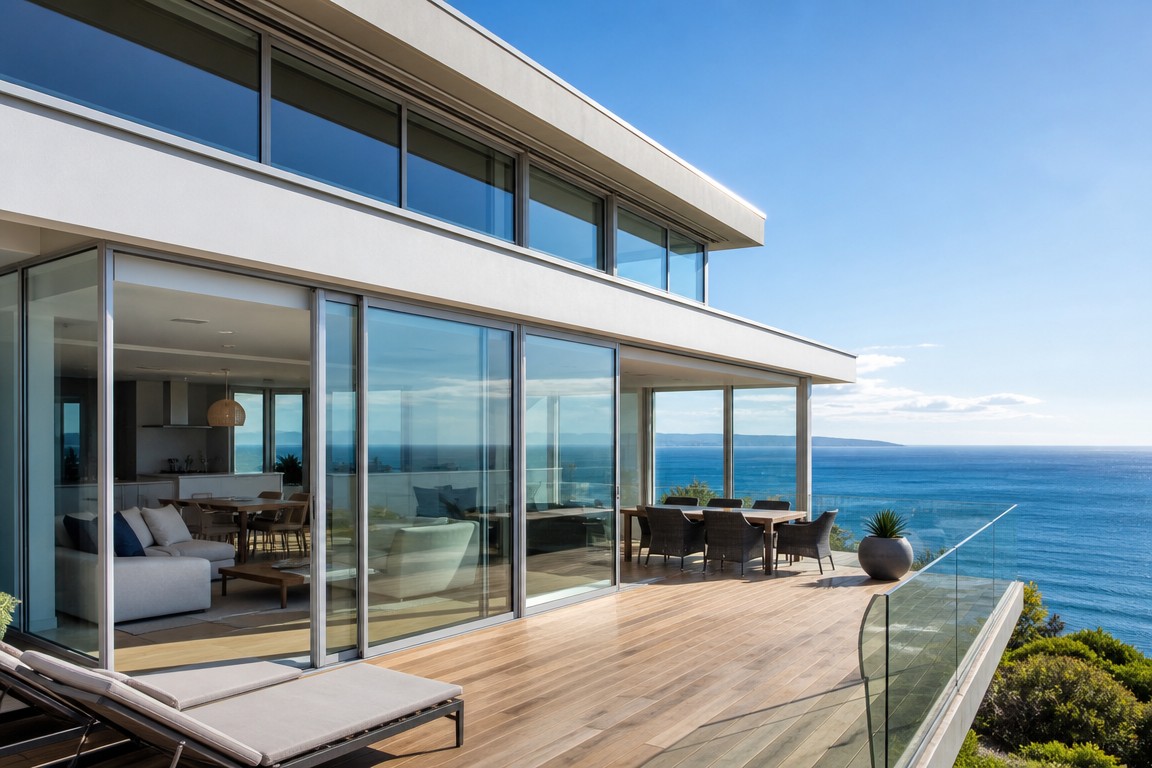Coastal house with sea view windows