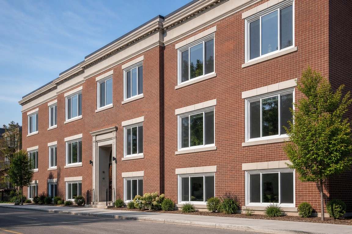 Renovated building with new aluminium windows