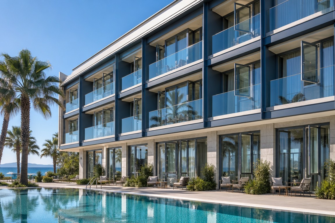 Resort hotel with large windows
