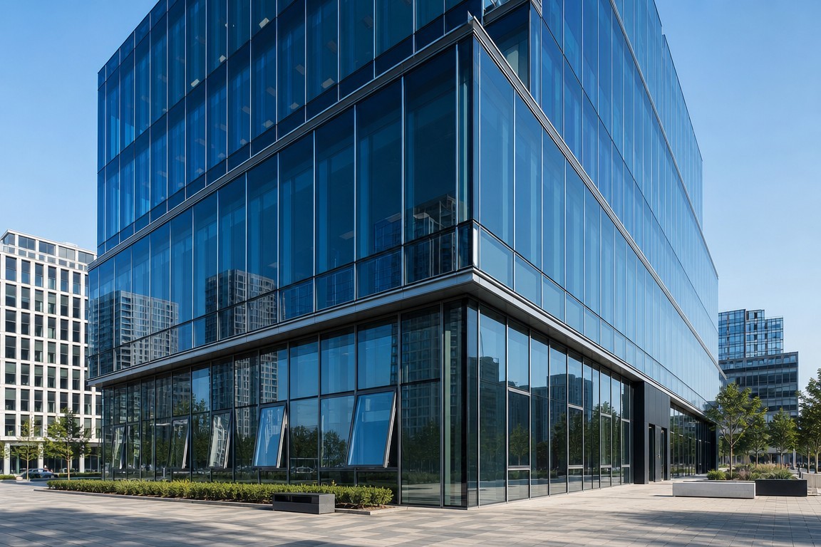Glass office building facade