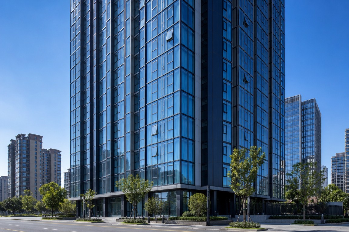 High-rise building with glass windows