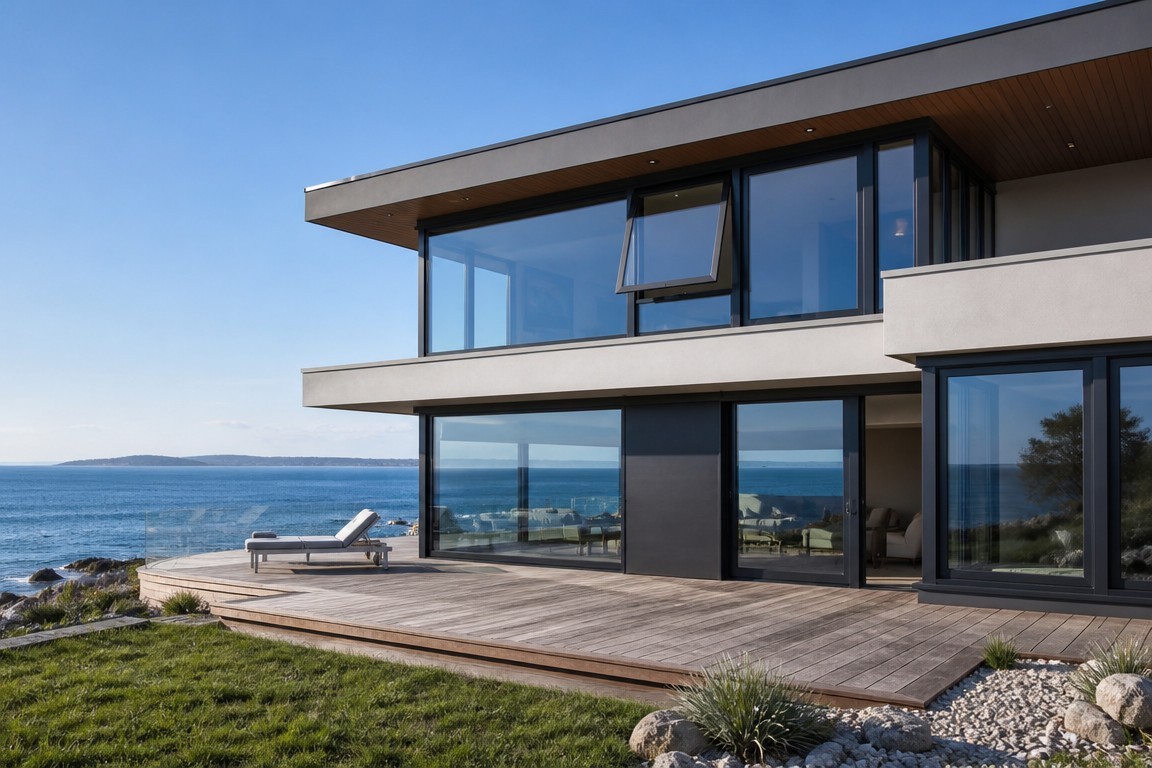 Coastal house with sea view windows