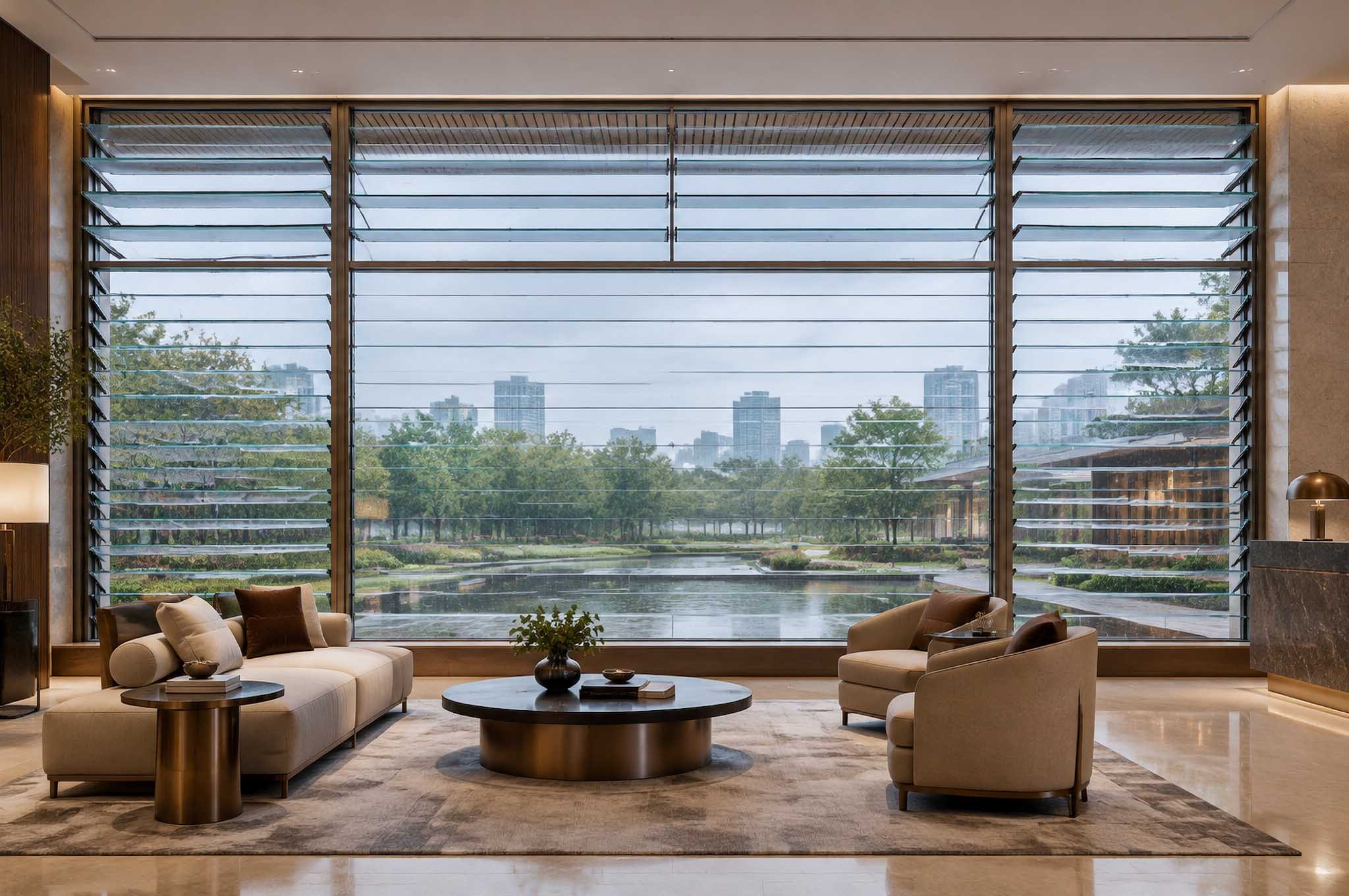 Hospitality and commercial spaces aluminum louver windows