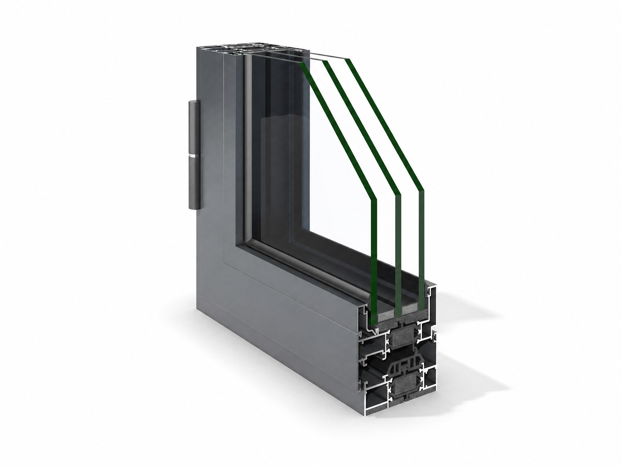 Thermally broken triple glazed aluminium casement windows