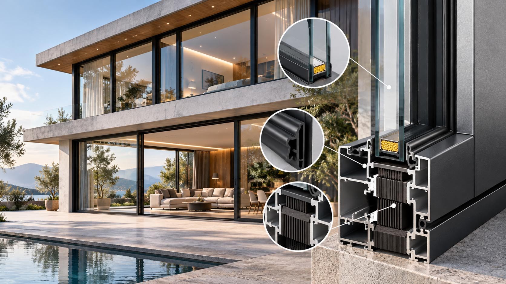 Thermally broken aluminum windows and structural thermal break frame engineering
