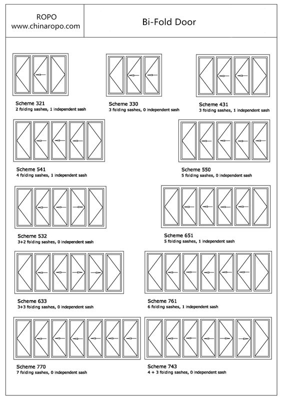 Large Opening Thermal Broken Aluminum Sliding Bifold Door Configurations