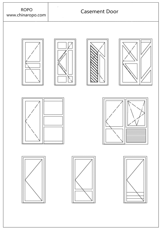 Double Glazed Soundproof Aluminum Hinge Casement Door Configurations