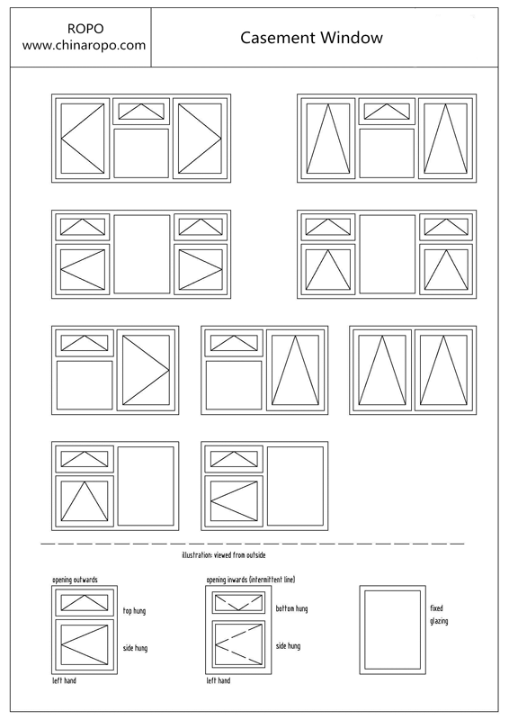 Double Glazed Aluminum Soundproof Casement Window Configurations