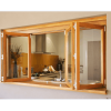 Customized Aluminium Clad Timber Folding Window, Double Glass, Heat Insluation, Soundproof, For Villa, Balcony