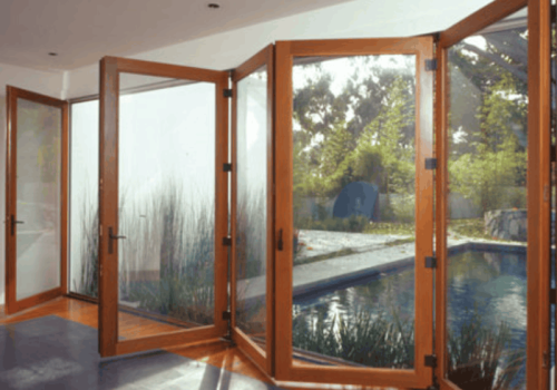 Factory Aluminium Clad Timber Folding Door, Europeam Style, Save Energy, Heat Insluation, Soundproof, For Villa