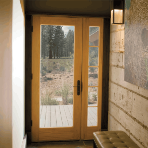 Wholesales Aluminium Clad Timber Casement Door, Double Glass, Soundproof, Save Energy, Hinged Door For Bathroom, Living Room And Villa