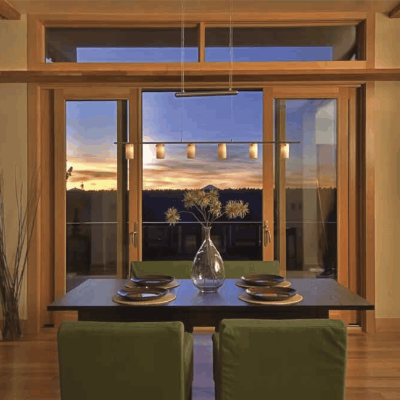 Factory Aluminium Clad Timber Combination Door, Triple Glass,  Soundproof, Save Energy For Villa, Balcony And Living Room