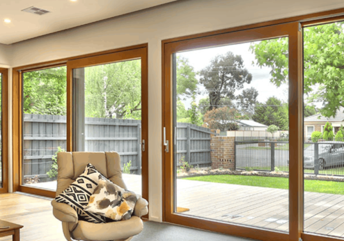 Timber Lift & Sliding Door, Double Glass, Soundproof, European Modern Style, Save Energy, For Living Room