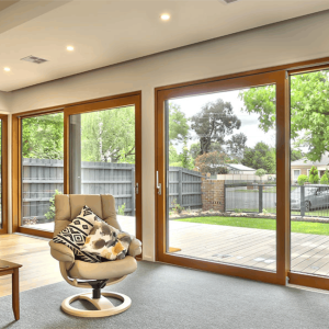 Timber Lift & Sliding Door, Double Glass, Soundproof, European Modern Style, Save Energy, For Living Room