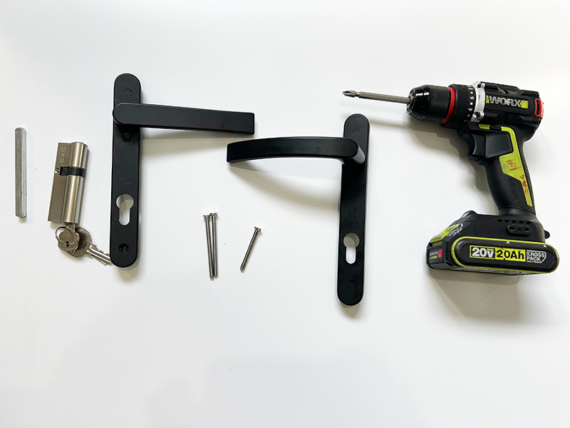 hinged door handle installation